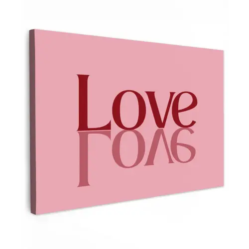 Love - Roze - Spiegeling canvas 2cm klein -z3d