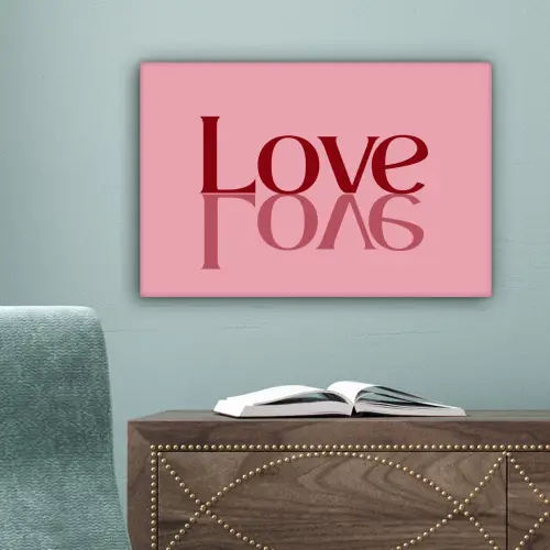 Love - Roze - Spiegeling canvas 2cm klein -sfeer4