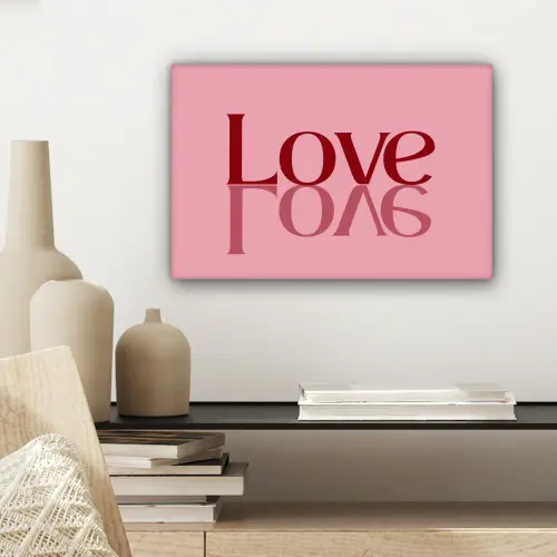 Love - Roze - Spiegeling canvas 2cm klein -sfeer6