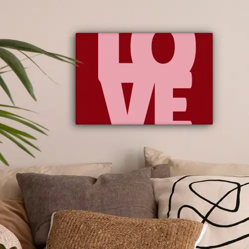 Love - Rood - Blokletters canvas 2cm klein -sfeer1