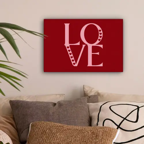 Love - Rood - Hatjes canvas 2cm klein -sfeer1