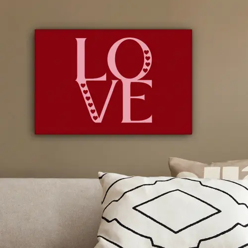 Love - Rood - Hatjes canvas 2cm klein -sfeer3