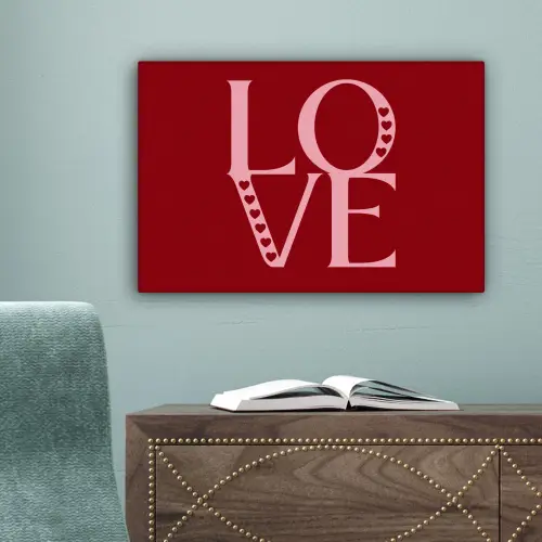 Love - Rood - Hatjes canvas 2cm klein -sfeer4
