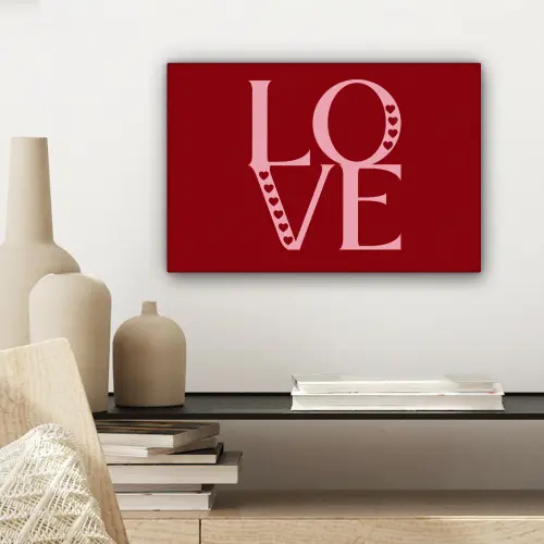 Love - Rood - Hatjes canvas 2cm klein -sfeer6
