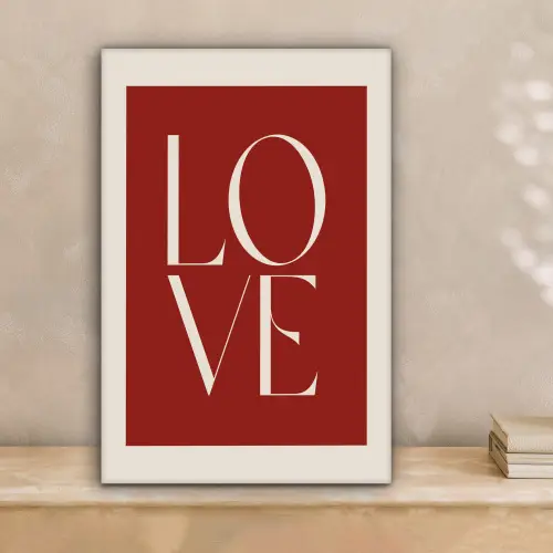 Love - Rood - Minimalistisch canvas 2cm klein -sfeer1