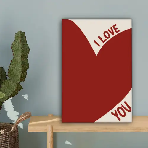 Loveyou - Rood - Hart canvas 2cm klein -sfeer4