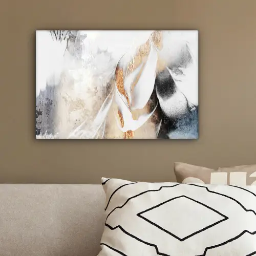 Luxe - Abstract - Goud - Wit canvas 2cm klein -sfeer3