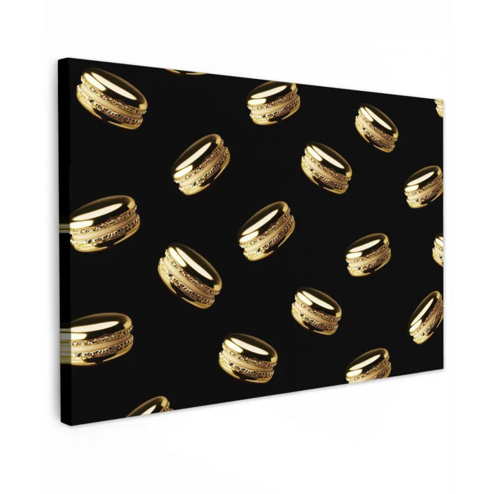 Macarons - Patroon - Goud - Zwart canvas 2cm klein -z3d