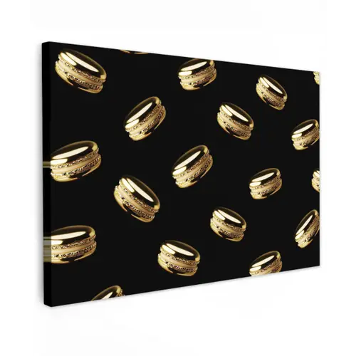 Macarons - Patroon - Goud - Zwart canvas 2cm klein -z3d