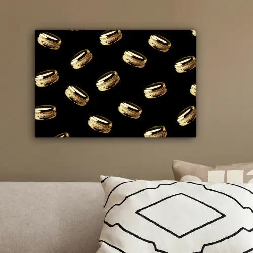 Macarons - Patroon - Goud - Zwart canvas 2cm klein -sfeer3