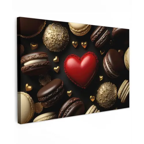 Macarons - Rood - Hart canvas 2cm klein -z3d