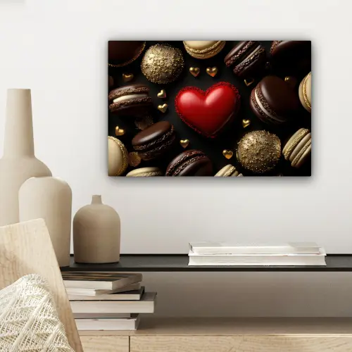 Macarons - Rood - Hart canvas 2cm klein -sfeer6