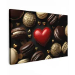 Macarons - Rood - Hart canvas 2cm klein -z3d
