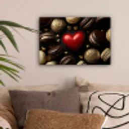 Macarons - Rood - Hart canvas 2cm klein -sfeer1