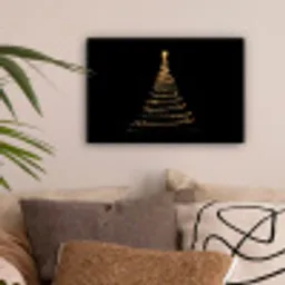 Magisch - Kerstboom - Lichtspiralen - Zwart canvas 2cm klein -sfeer1