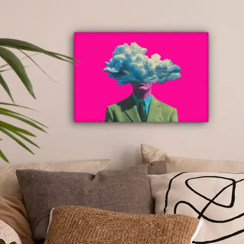 Man - Pak - Wolk - Roze canvas 2cm klein -sfeer1