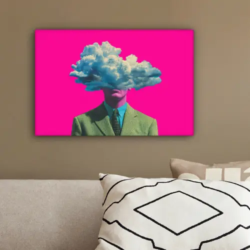 Man - Pak - Wolk - Roze canvas 2cm klein -sfeer3