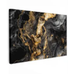 Marmer - Zwart - Goud - Abstract canvas 2cm klein -z3d