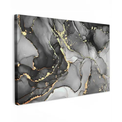 Marmer - Zwart - Goud - Grijs canvas 2cm klein -z3d