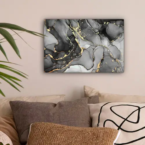 Marmer - Zwart - Goud - Grijs canvas 2cm klein -sfeer1