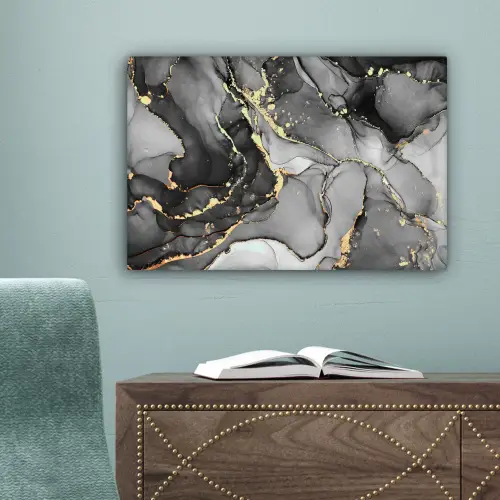 Marmer - Zwart - Goud - Grijs canvas 2cm klein -sfeer4