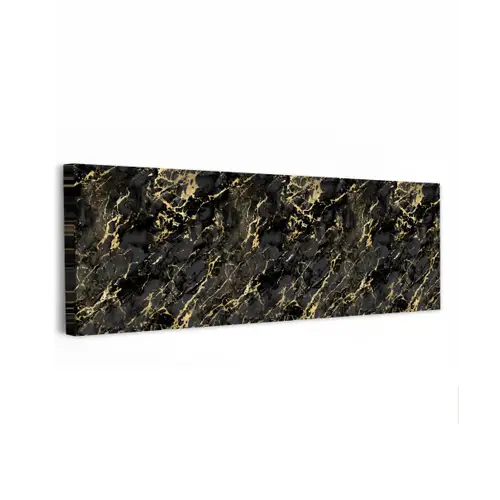 Marmer - Zwart - Goudstructuur canvas 2cm klein 828 -z3d