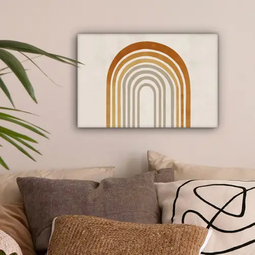 Minimalistisch - Boog - Lijnen - Beige canvas 2cm klein -sfeer1