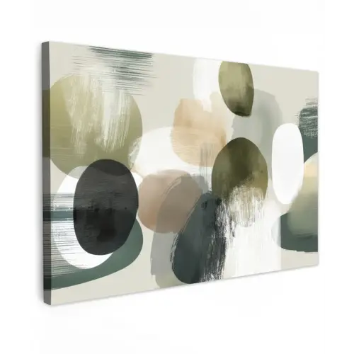 Minimalistisch - Cirkels - Penseelstreken - Beige canvas 2cm klein -z3d