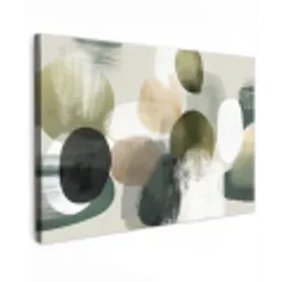 Minimalistisch - Cirkels - Penseelstreken - Beige canvas 2cm klein -z3d