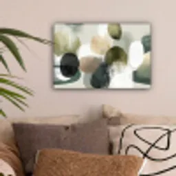 Minimalistisch - Cirkels - Penseelstreken - Beige canvas 2cm klein -sfeer1