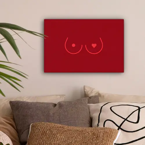Minimalistisch - Lijnillustratie - Rood canvas 2cm klein -sfeer1