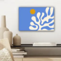 Minimalistisch - Organisch patroon - Blauw canvas 2cm klein -sfeer6