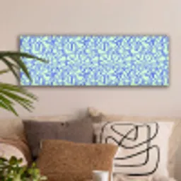 Mint - Blauw - Lijnen - Abstract canvas 2cm klein 828 -sfeer1
