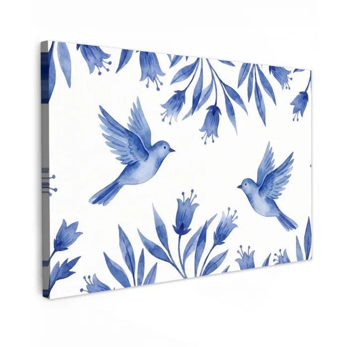 Modern - Vogels - Delfts - Blauw canvas 2cm klein -z3d