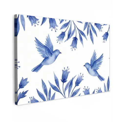 Modern - Vogels - Delfts - Blauw canvas 2cm klein -z3d