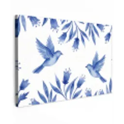 Modern - Vogels - Delfts - Blauw canvas 2cm klein -z3d