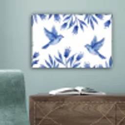 Modern - Vogels - Delfts - Blauw canvas 2cm klein -sfeer4