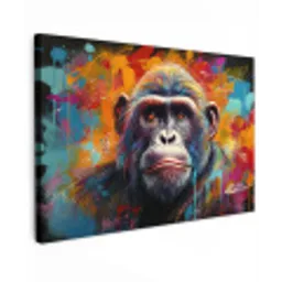 Aap - Gorilla - Graffiti - Dieren - Kleuren canvas 2cm klein -z3d