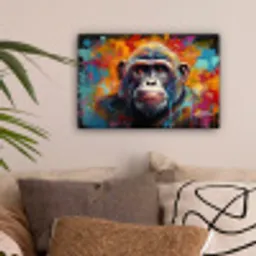 Aap - Gorilla - Graffiti - Dieren - Kleuren canvas 2cm klein -sfeer1