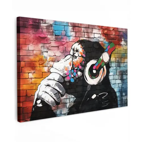 Aap - Graffiti - Muziek canvas 2cm klein -z3d