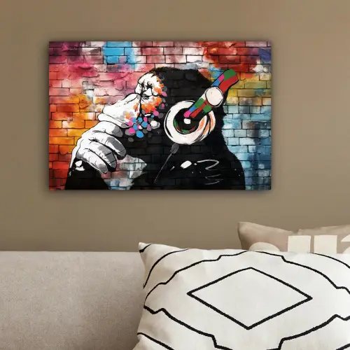 Aap - Graffiti - Muziek canvas 2cm klein -sfeer3