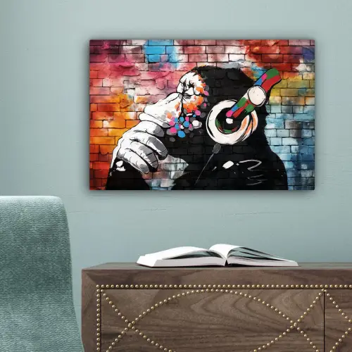 Aap - Graffiti - Muziek canvas 2cm klein -sfeer4