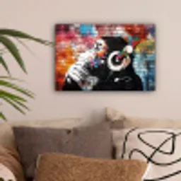 Aap - Graffiti - Muziek canvas 2cm klein -sfeer1