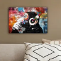 Aap - Graffiti - Muziek canvas 2cm klein -sfeer3