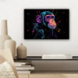 Aap - Verf - Neon - Kleur canvas 2cm klein -sfeer6