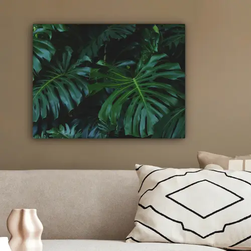 Monstera -  Inductie beschermer - Bladeren - Tropical - Afdekplaat voor kookplaat canvas 2cm klein -sfeer3