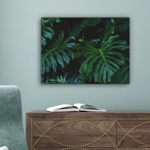 Monstera -  Inductie beschermer - Bladeren - Tropical - Afdekplaat voor kookplaat canvas 2cm klein -sfeer4