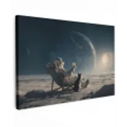Maan - Kat - Astronaut - Ruimte canvas 2cm klein -z3d