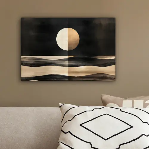 Maan - Cirkel - Goud canvas 2cm klein -sfeer3