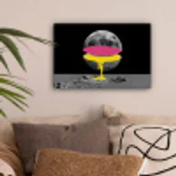 Maan - Geel - Roze - Zwart canvas 2cm klein -sfeer1
